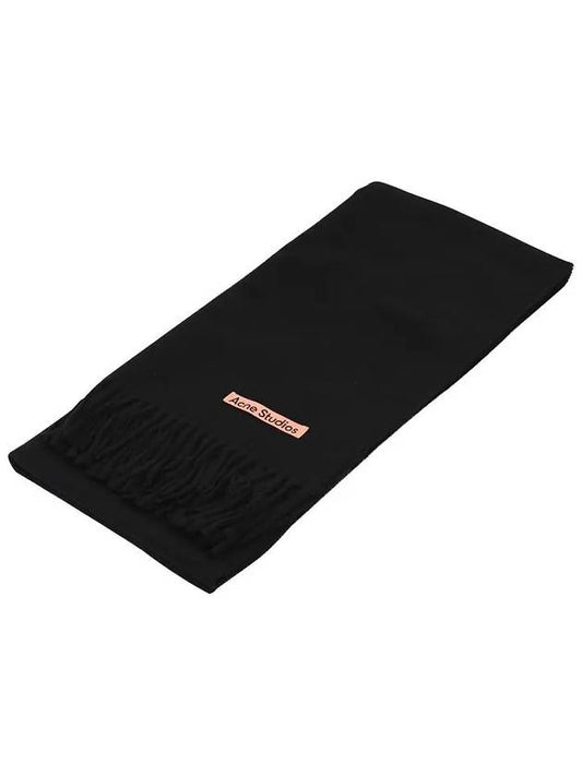 Logo Fringe Cashmere Muffler Black - ACNE STUDIOS - BALAAN 2