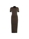 FF Cotton Midi Dress Brown - FENDI - BALAAN 2