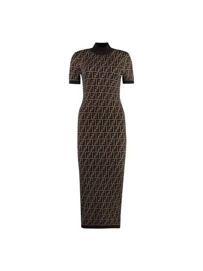 FF Cotton Midi Dress Brown - FENDI - BALAAN 2