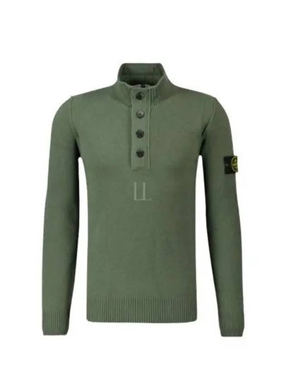 Wappen Patch Half Button Lambswool Knit Top Musk Green - STONE ISLAND - BALAAN 2