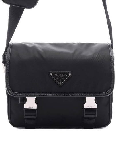 Triangle Logo Re-Nylon Saffiano Leather Cross Bag Black - PRADA - BALAAN 2