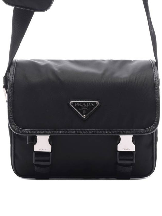 Re-Nylon Saffiano Leather Cross Bag Black - PRADA - BALAAN 2