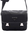 Triangle Logo Re-Nylon Saffiano Leather Cross Bag Black - PRADA - BALAAN 3