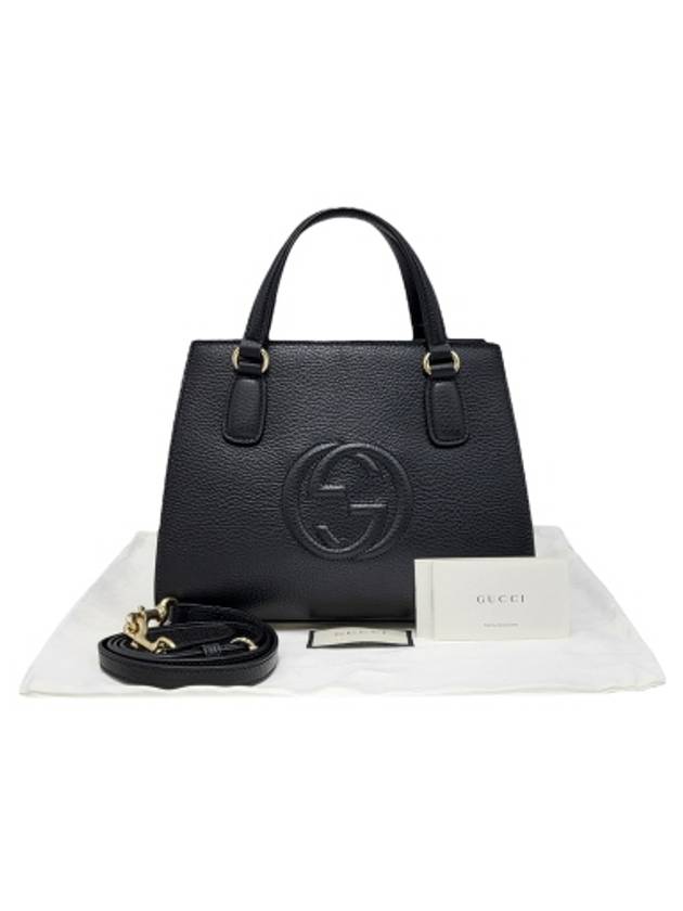 607722 Soho Top Handle Black Leather Small Tote Bag Strap - GUCCI - BALAAN 10