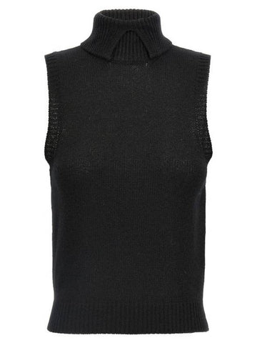 Cashmere Turtleneck Vest Black - PRADA - BALAAN 1