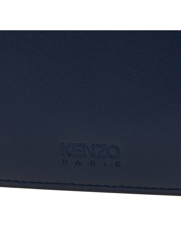 Logo Zipper Calf Leather Card Wallet Navy - KENZO - BALAAN 8