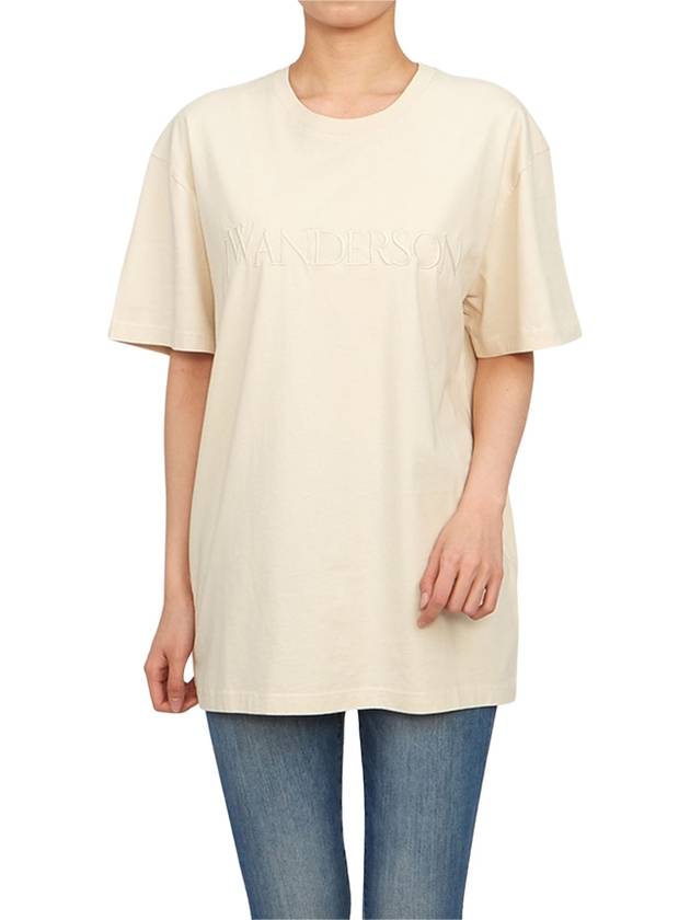 Embroidery Logo Cotton Short Sleeve T-Shirt Beige - JW ANDERSON - BALAAN 8