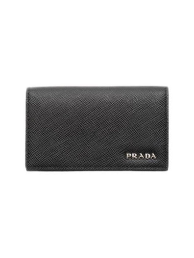 Saffiano Leather Card Wallet Baltic Blue - PRADA - BALAAN 1