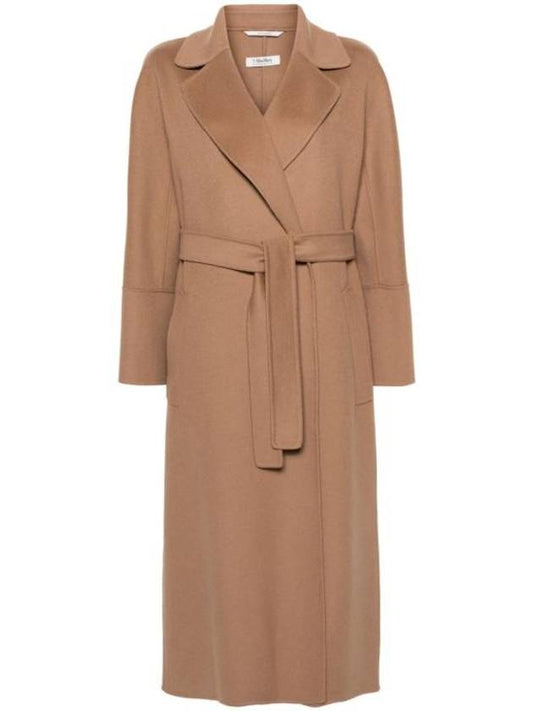Elisa Belted Virgin Wool Single Coat Brown - S MAX MARA - BALAAN 1