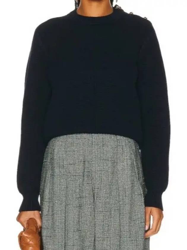 Knot Button Wool Knit Top Abyss - BOTTEGA VENETA - BALAAN 2