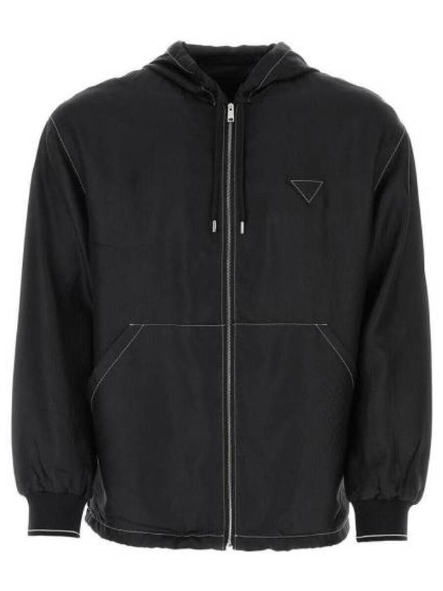 Silk Zip-Up Jacket Black - PRADA - BALAAN 2