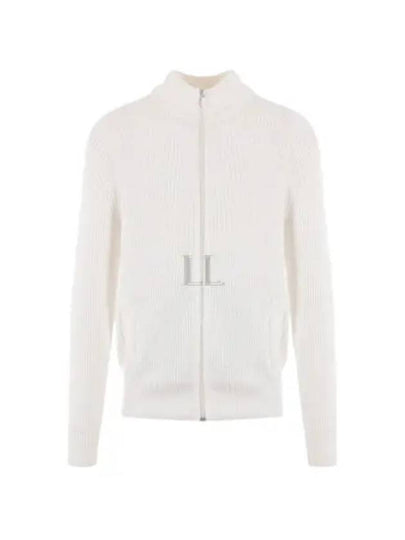 Ribbed Cotton Full-Zip Cardigan White - BRUNELLO CUCINELLI - BALAAN 2