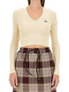 Bea Cropped V-Neck Knit Top Ivory - VIVIENNE WESTWOOD - BALAAN 2