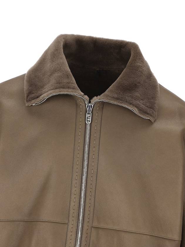 Shearling Blouson Jacket Dove Grey - FENDI - BALAAN 4