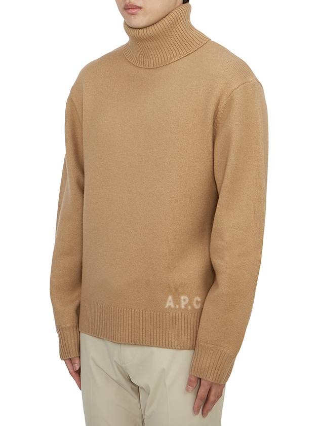 Walter Logo Merino Wool Turtleneck Brown - A.P.C. - BALAAN 3