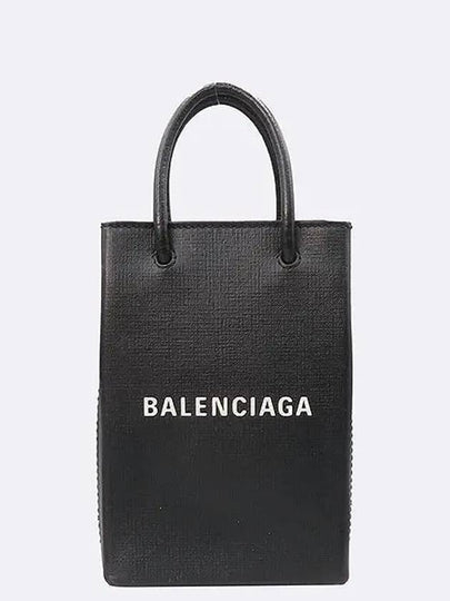 593826 Black leather logo mini phone case and crossbag - BALENCIAGA - BALAAN 2