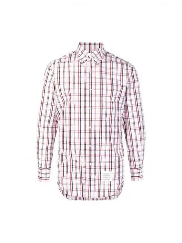 Men's Classic Fit Check Poplin Long  Shirt White - THOM BROWNE - BALAAN 2