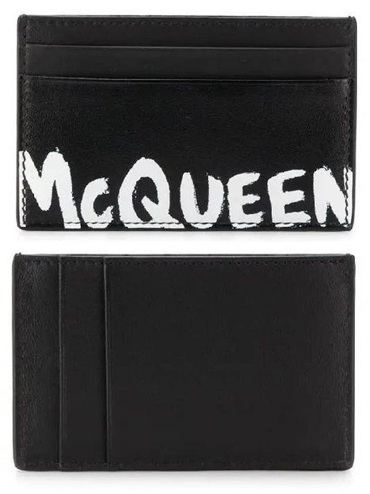 logo graffiti card wallet black - ALEXANDER MCQUEEN - BALAAN.