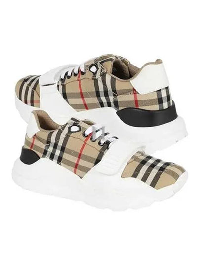 Vintage Check And Leather Sneakers White Archive Beige - BURBERRY - BALAAN 2