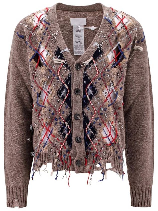 Distressed Argyle Cardigan Brown - MAISON MARGIELA - BALAAN 2