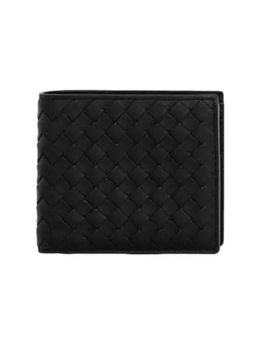 Intrecciato Calf Leather Half Wallet Black - BOTTEGA VENETA - BALAAN 2