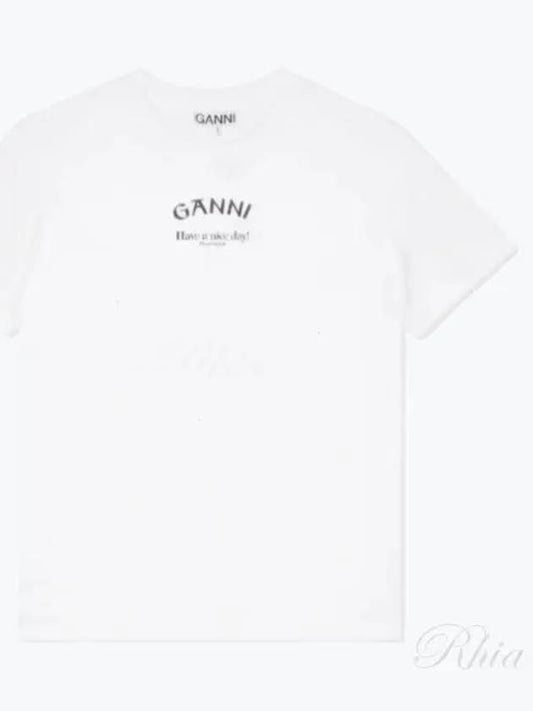 Logo Round Neck Relaxed Short Sleeve T-shirt Bright White - GANNI - BALAAN 2