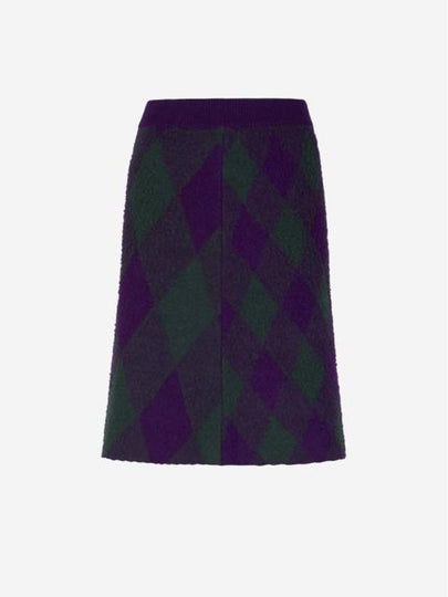 Argyle Wool A-Line Skirt Purple - BURBERRY - BALAAN 2