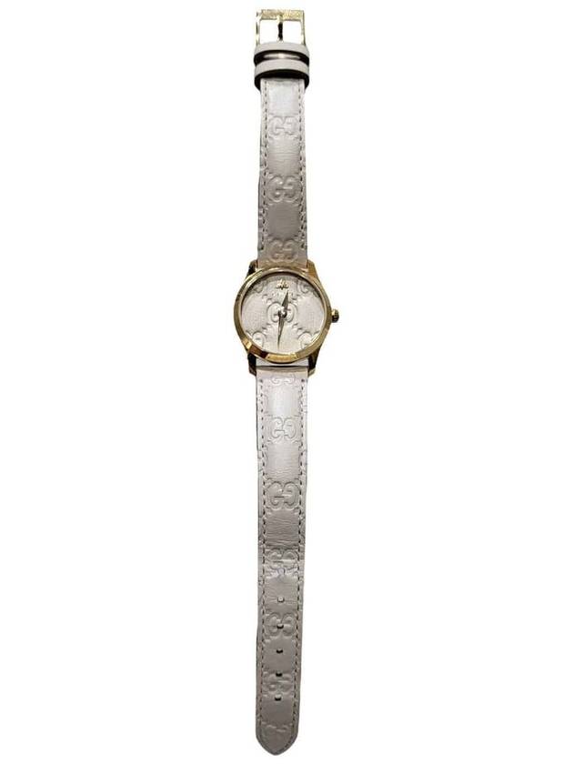 Women YA126580A 561600 White Signature Leather Watch - GUCCI - BALAAN 6