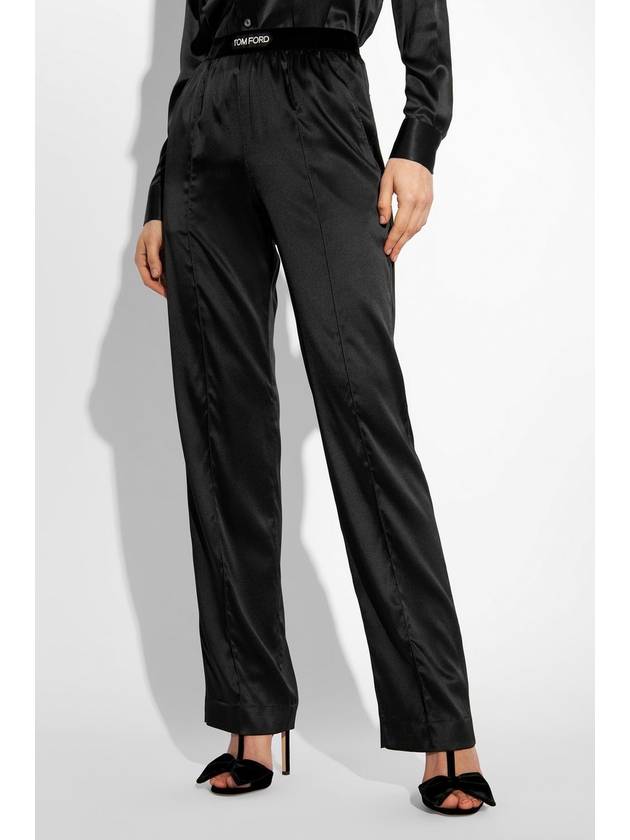 Women's Stretch Silk Straight Pants Black - TOM FORD - BALAAN 4