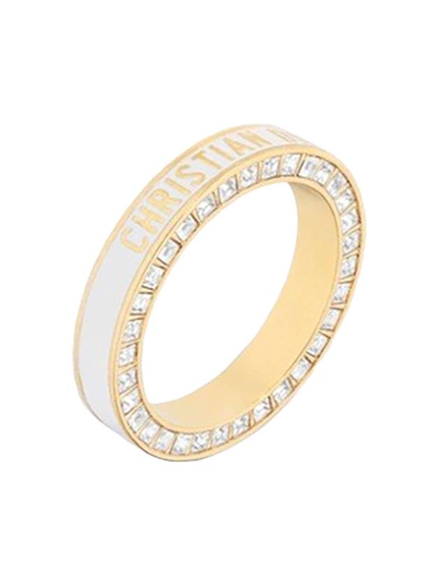 Night Code Logo Crystal Ring Gold White - DIOR - BALAAN 1