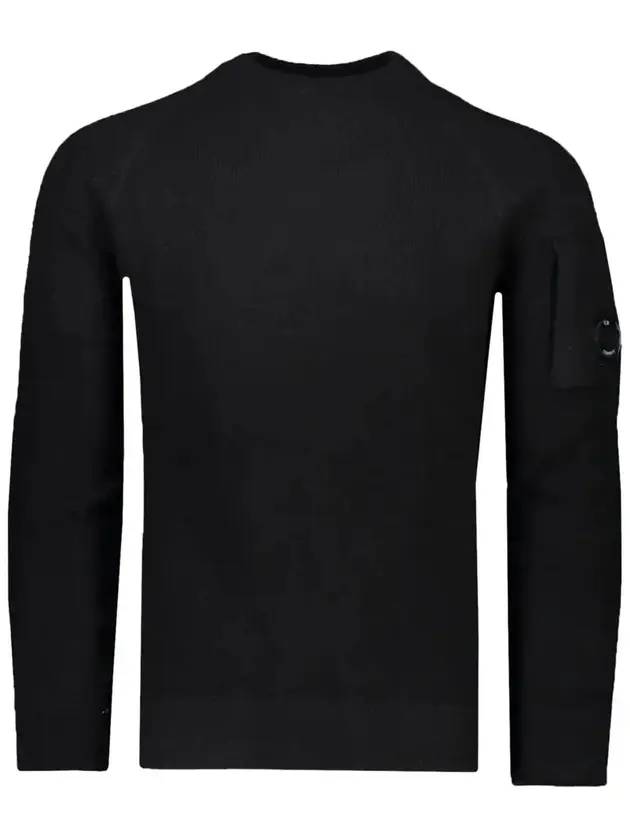 Men's Lambs Wool Crew Neck Knit Top Black - CP COMPANY - BALAAN.