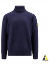 Wappen Patch Loose Fit Cotton Turtleneck Navy - STONE ISLAND - BALAAN 2