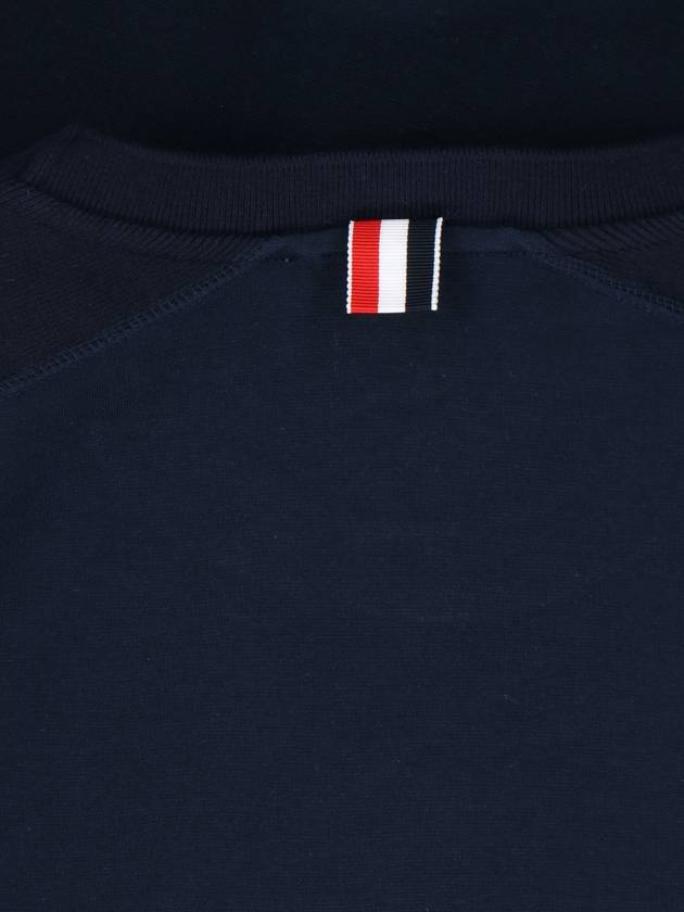 4-Bar Striped Cotton Short Sleeve T-Shirt Navy - THOM BROWNE - BALAAN 5