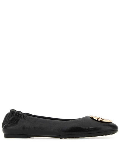 Logo Leather Ballerina Flat Black - TORY BURCH - BALAAN 2