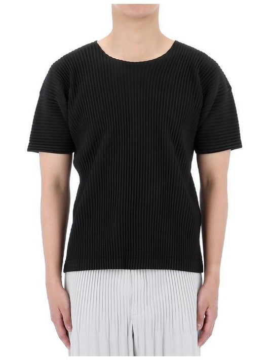 Pleated Short Sleeve T-Shirt Black - ISSEY MIYAKE - BALAAN 2