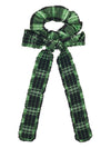 seersucker check frill bow hair scrunchie green - GANNI - 1