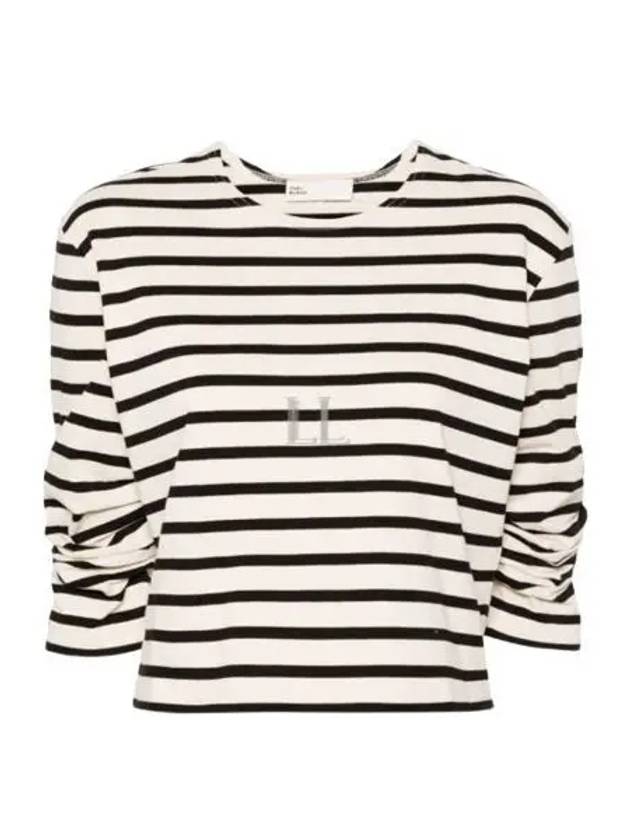 Scrunched Short Sleeve T-Shirt Ivory Black - TORY BURCH - BALAAN 2