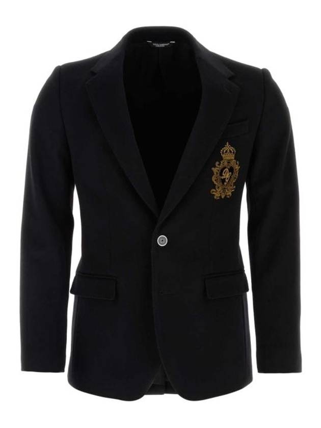 Crown Logo Single Breasted Jacket Black - DOLCE&GABBANA - BALAAN 2