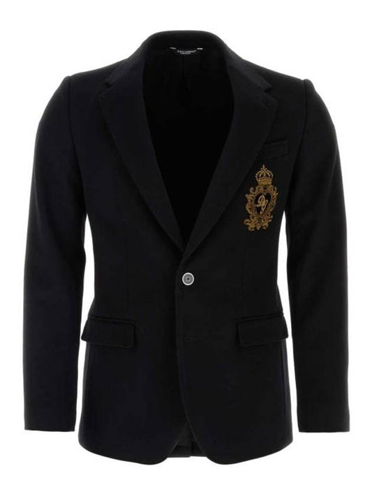 Crown Logo Single Breasted Jacket Black - DOLCE&GABBANA - BALAAN 2