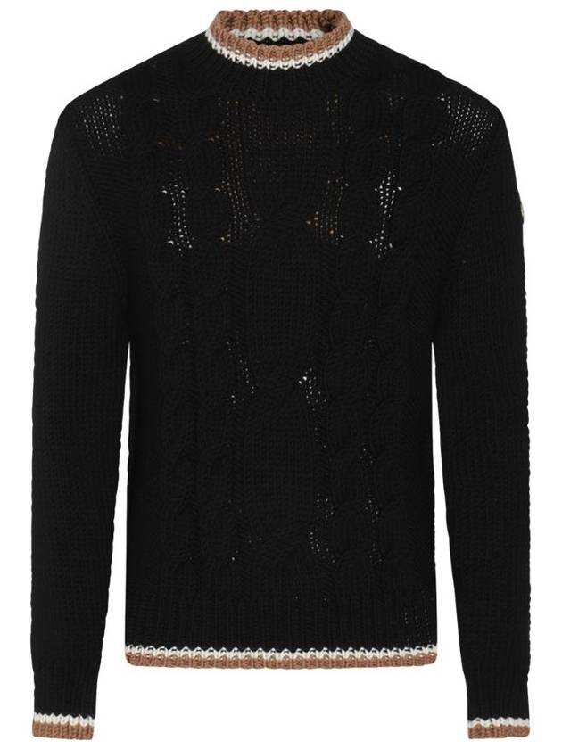 Wool Knit Top Black - MONCLER - BALAAN 1