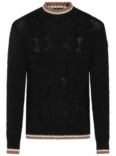 Wool Knit Top Black - MONCLER - BALAAN 1