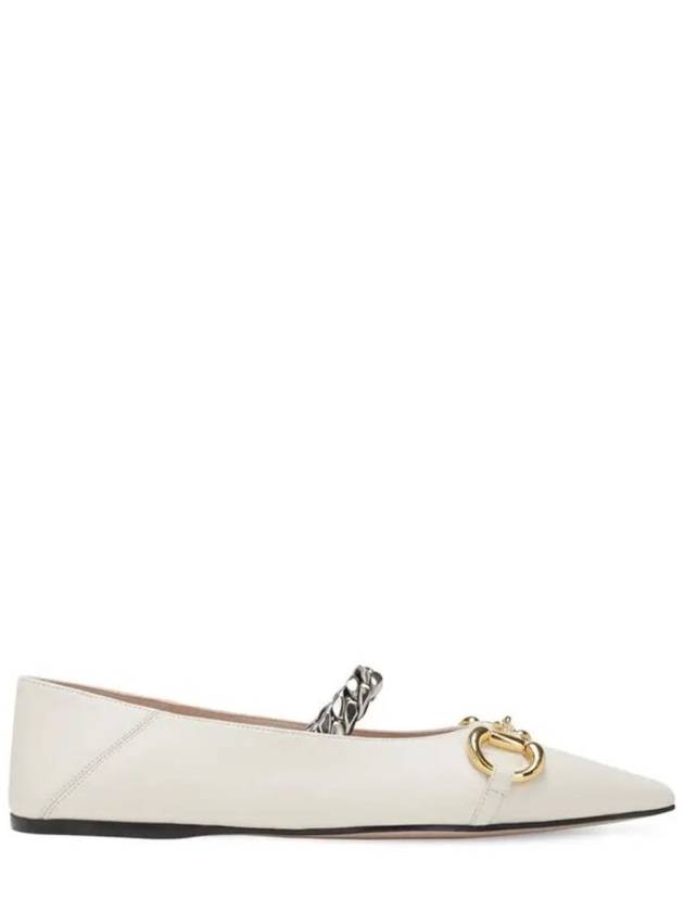 Horsebit Leather Ballerina White - GUCCI - BALAAN.