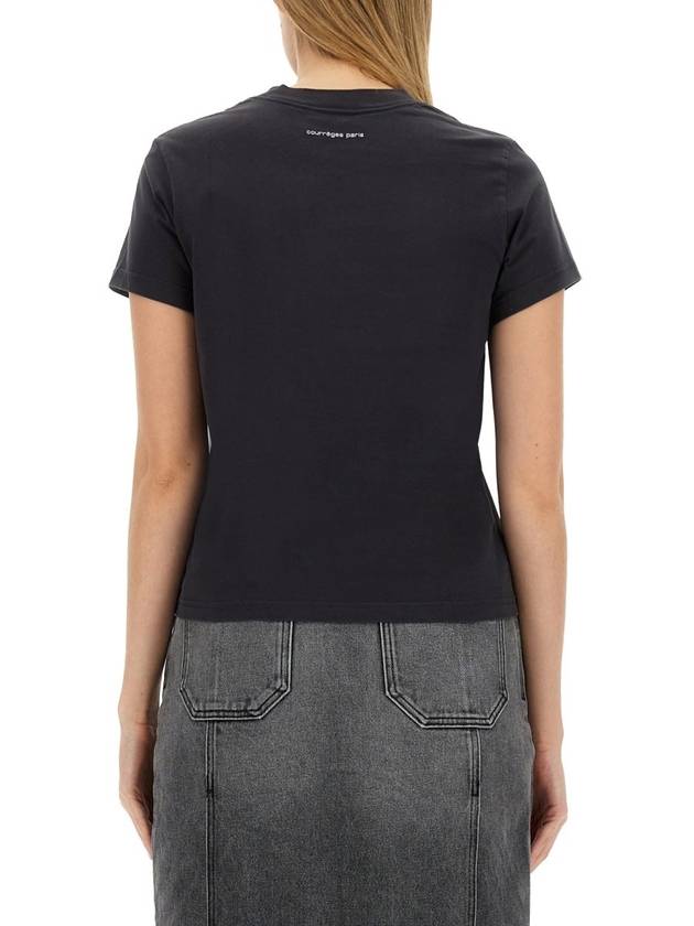 Women's Logo Cotton Short Sleeve T-Shirt Grey - COURREGES - BALAAN 5