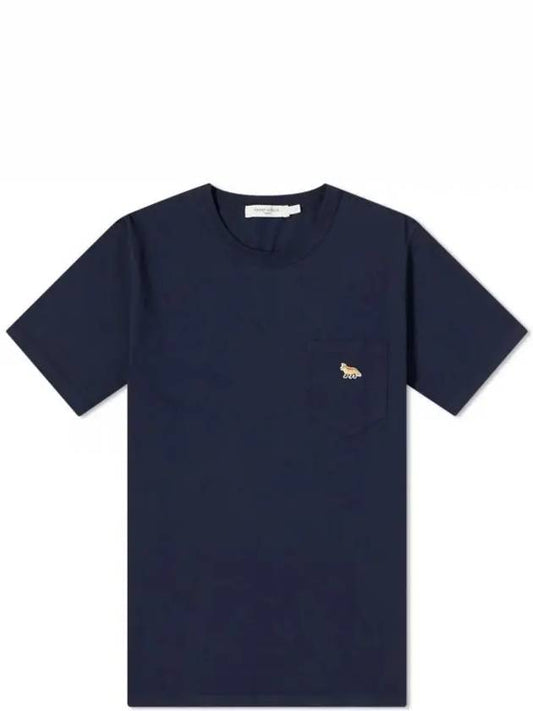 Profile Fox Patch Round Short Sleeve T-Shirt Navy Men's T-Shirt 194251 - MAISON KITSUNE - BALAAN 1