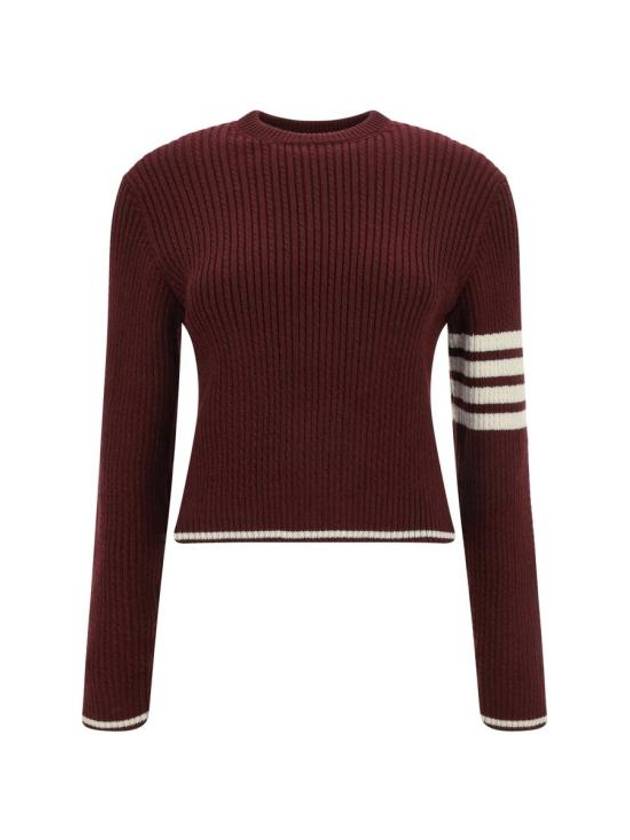 4 Bar Stripe Cable Knit Top Red - THOM BROWNE - BALAAN 2