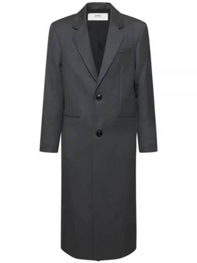 Two Button Wool Single Coat Stone Grey - AMI - BALAAN 2