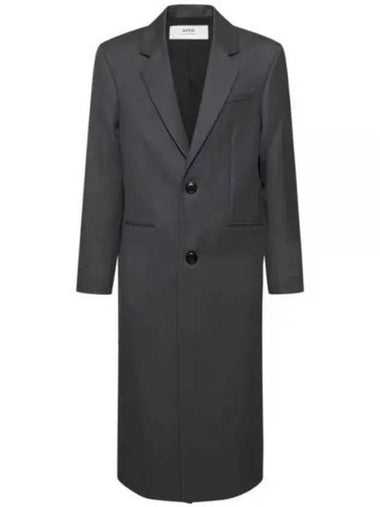 Two Button Wool Single Coat Stone Grey - AMI - BALAAN 1