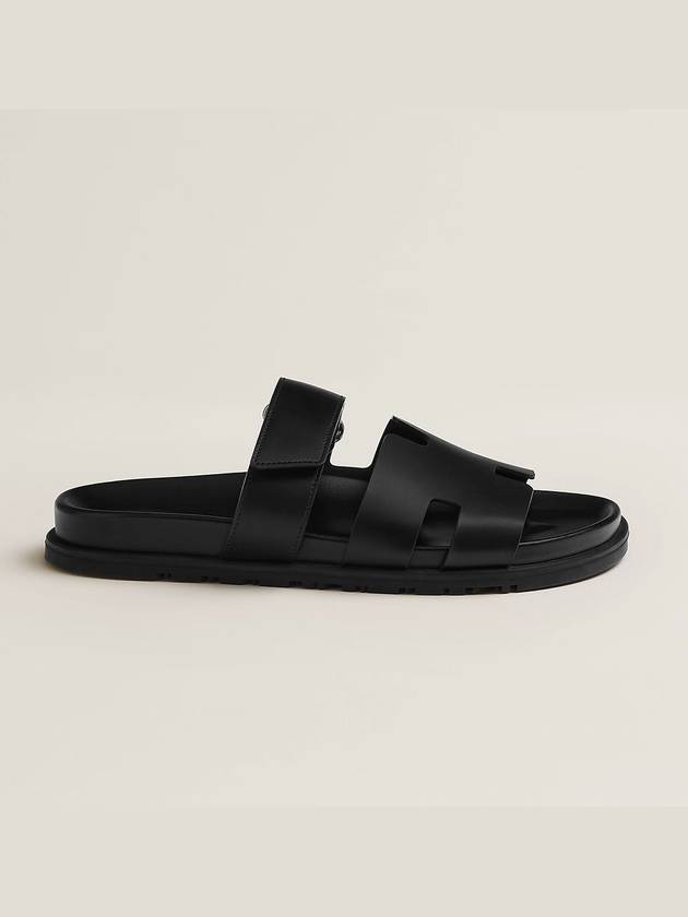 Chypre Calfskin Sandals Black - HERMES - BALAAN 3