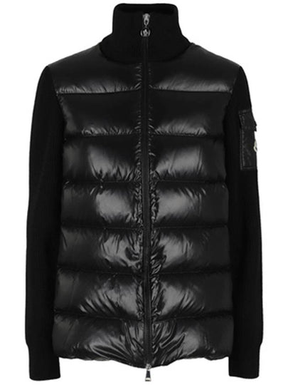 Padded Wool Cardigan Black - MONCLER - BALAAN 2