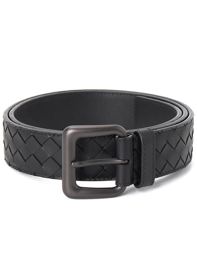 Men's Intrecciato Leather Belt Black - BOTTEGA VENETA - BALAAN 2